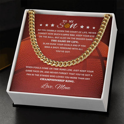 To My Basketball Son - Cuban Link Necklace - Athlete's Gift Shop