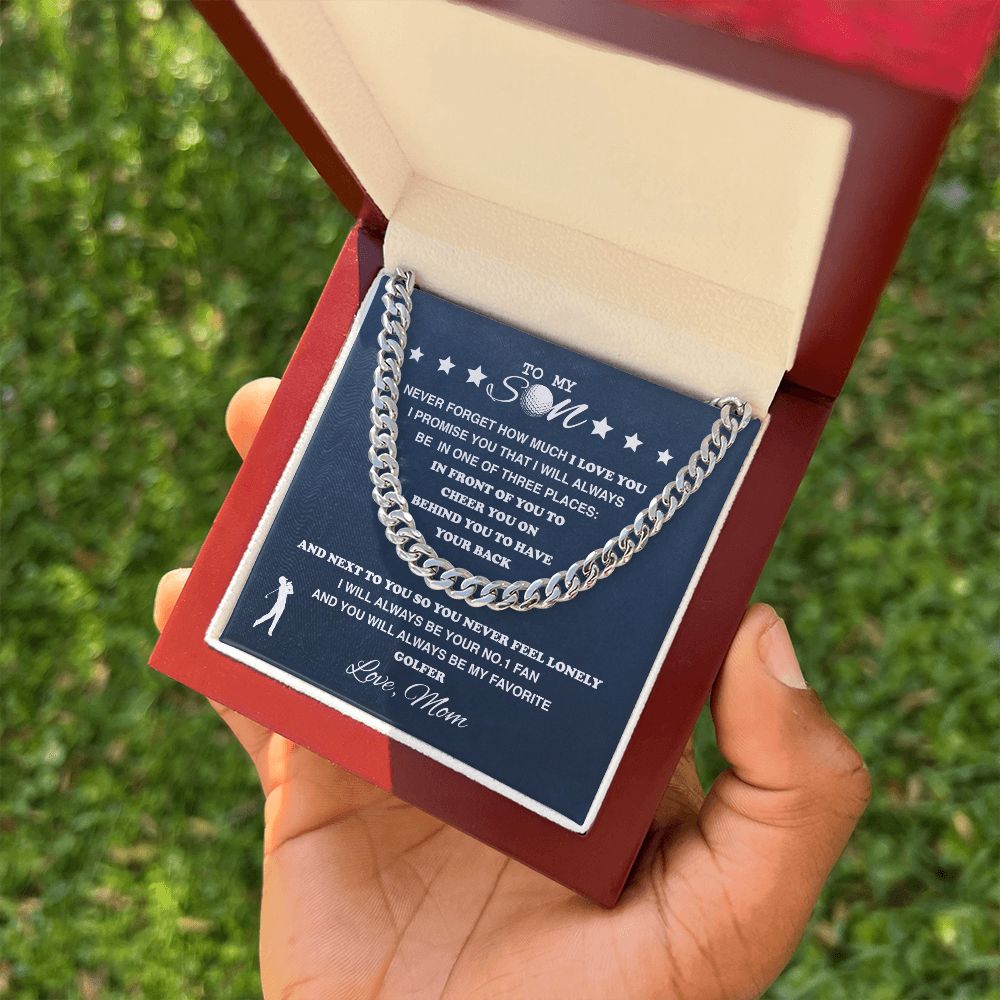 To My Golf Son - Cuban Link Necklace - Athlete's Gift Shop