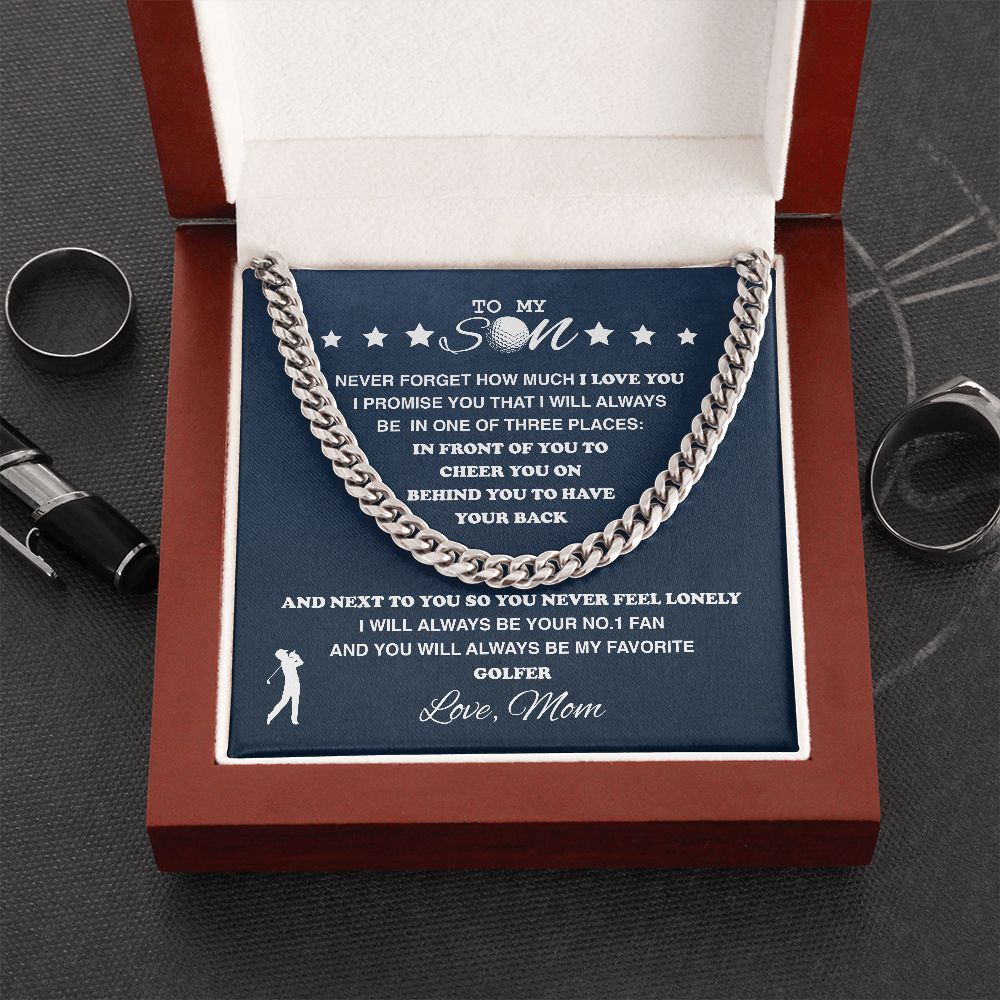 To My Golf Son - Cuban Link Necklace - Athlete's Gift Shop