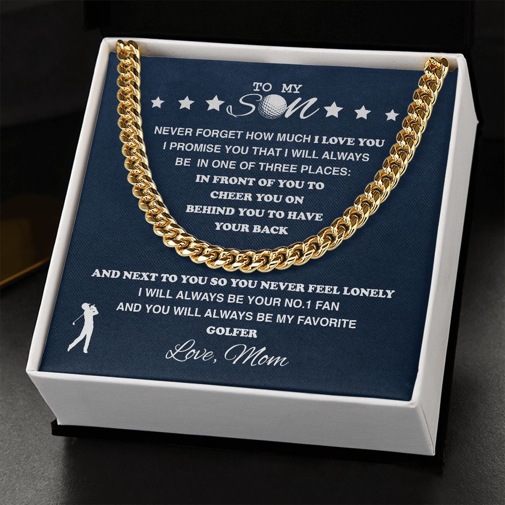 To My Golf Son - Cuban Link Necklace, From Mom - Athlete's Gift Shop