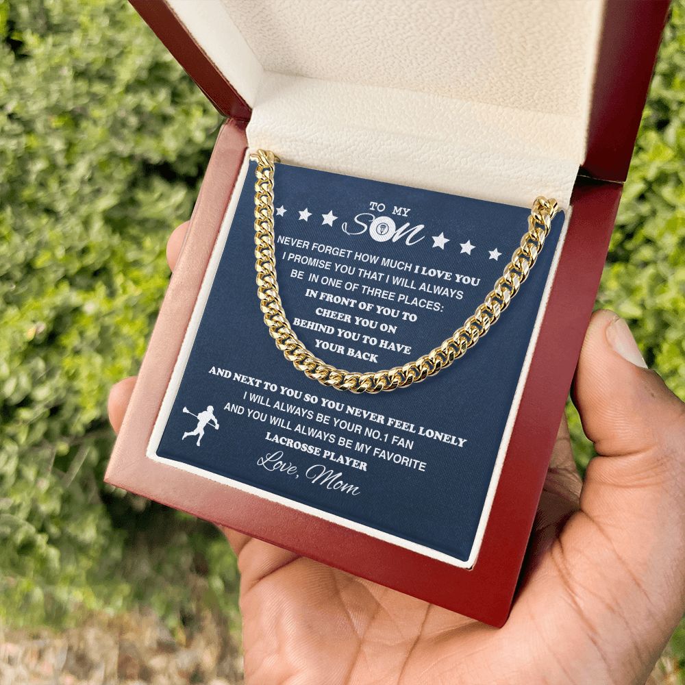 To My Lacrosse Son, From Mom - Cuban Link Necklace - Athlete's Gift Shop