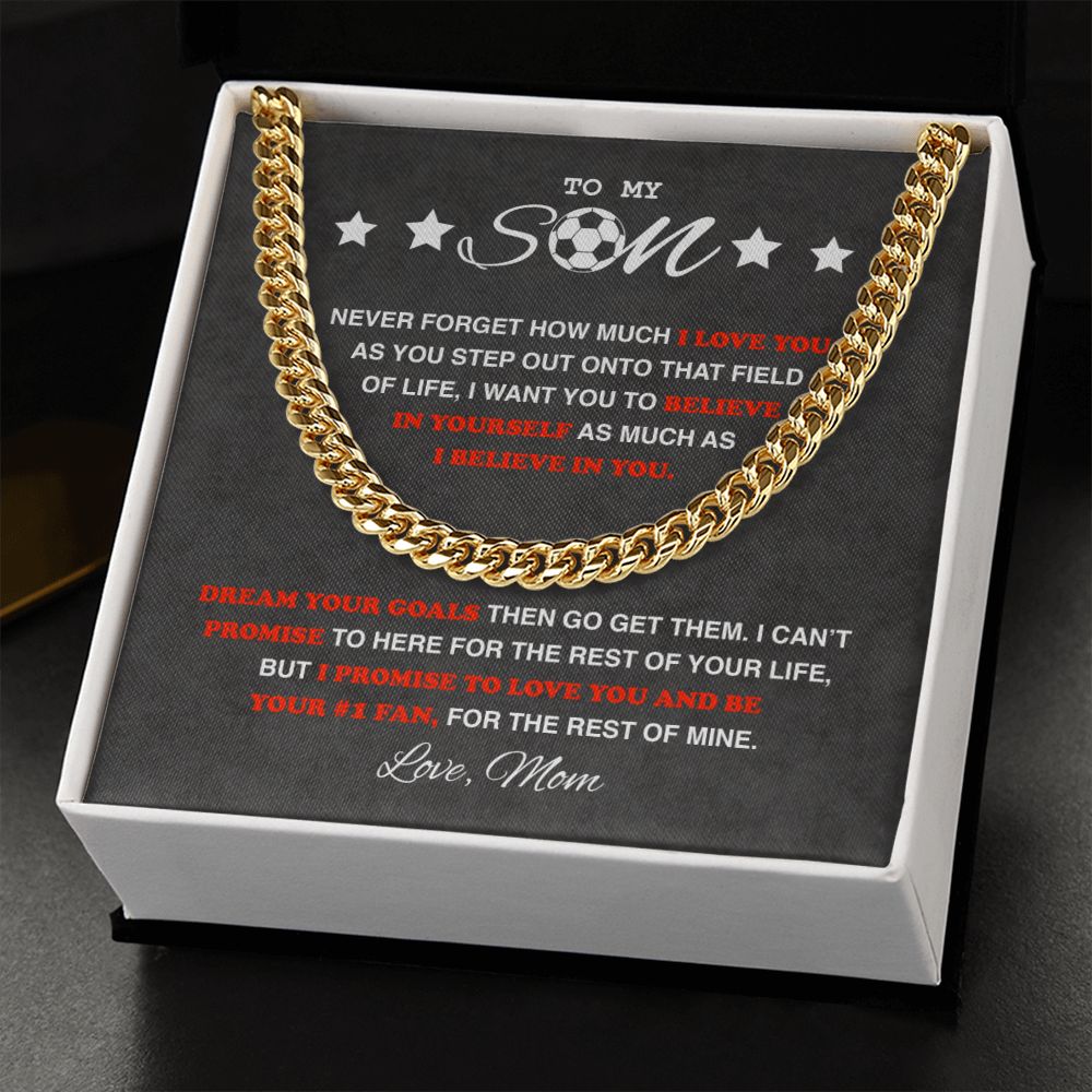 To My Soccer Son - Cuban Link Necklace - Athlete's Gift Shop