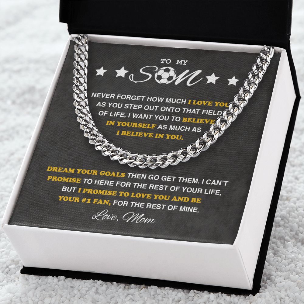 To My Soccer Son - Cuban Link Necklace - Athlete's Gift Shop