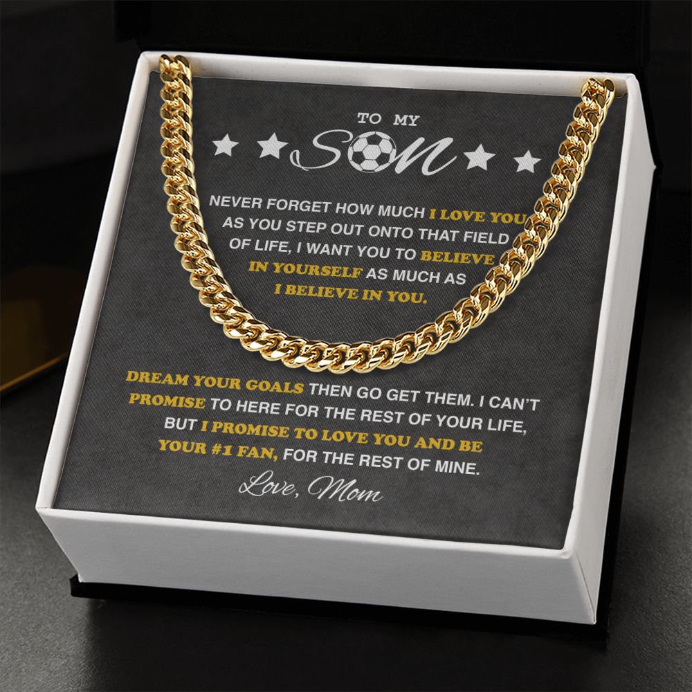 To My Soccer Son - Cuban Link Necklace - Athlete's Gift Shop