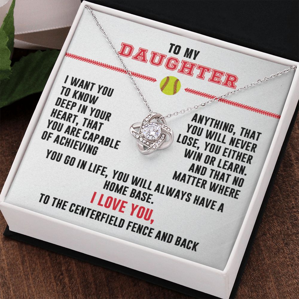 To My Softball Daughter — Love Knot Necklace - Athlete's Gift Shop