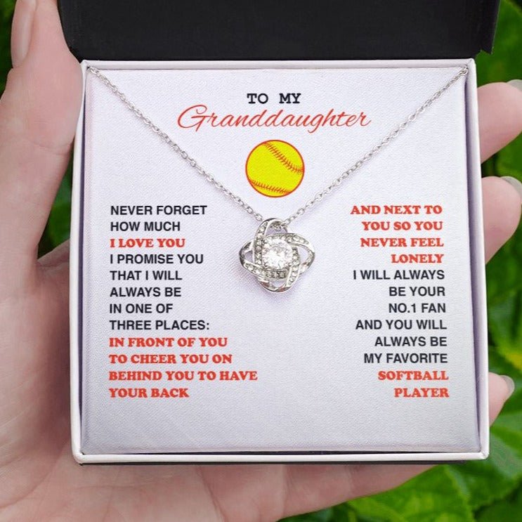 To My Softball Granddaughter - Love Knot Necklace - Athlete's Gift Shop