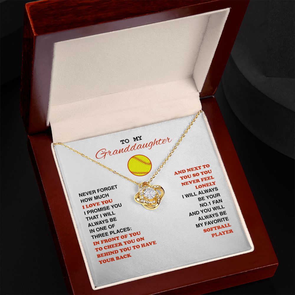 To My Softball Granddaughter - Love Knot Necklace - Athlete's Gift Shop