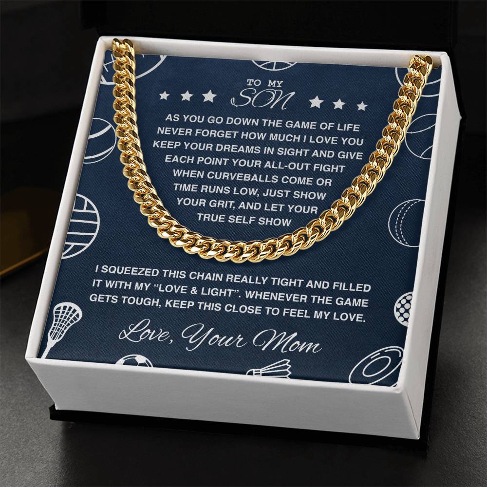 To My Son, Cuban Link Necklace - Athlete's Gift Shop