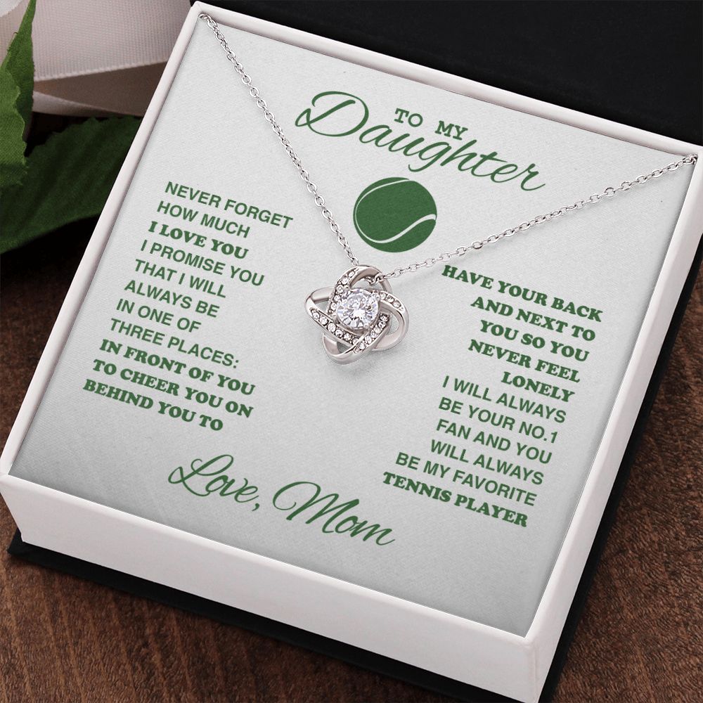 To My Tennis Daughter - Love Knot Necklace - Athlete's Gift Shop