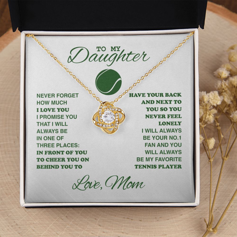 To My Tennis Daughter - Love Knot Necklace - Athlete's Gift Shop