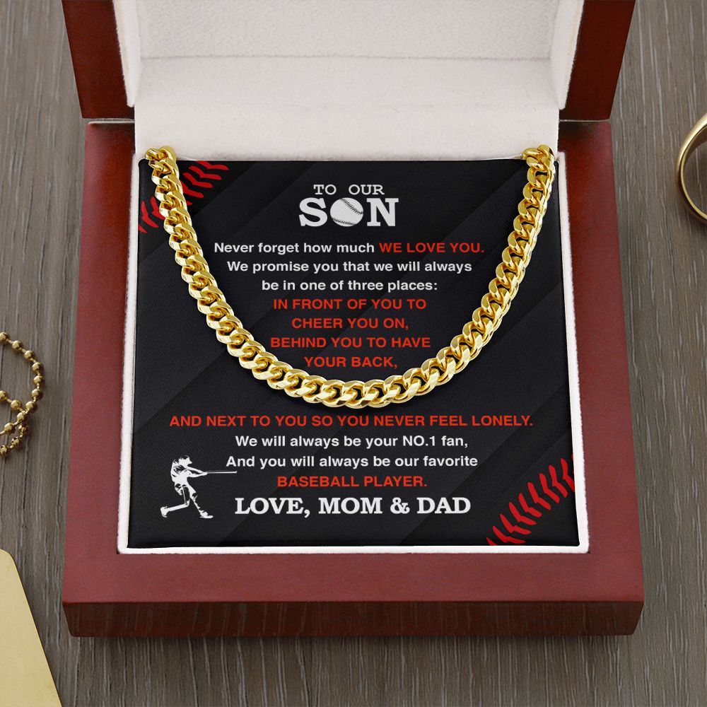 To Our Baseball Son - Cuban Link Necklace - Athlete's Gift Shop